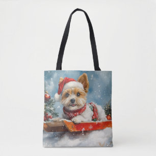 Biewer Terrier Hund im Schlitten Lass es schneien Tasche