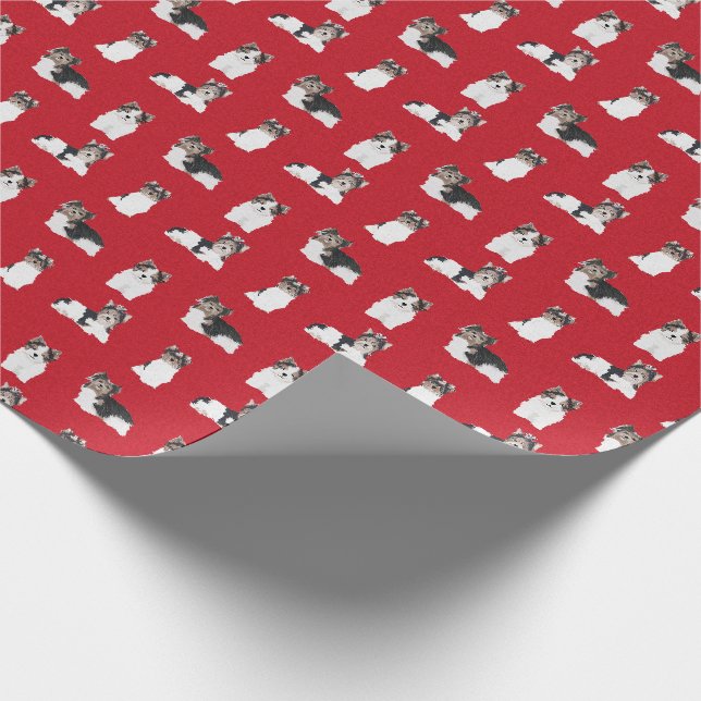 Biewer Terrier Hundeschlitten Geschenkpapier (Ecke)