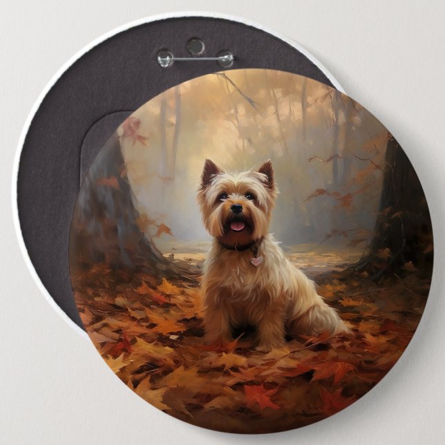 Biewer Terrier im Herbst Leaves Fall Inspiriert Button (Vorne & Hinten)