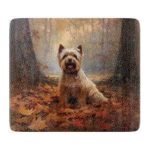 Biewer Terrier im Herbst Leaves Fall Inspiriert Schneidebrett