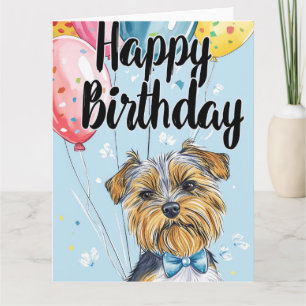 Biewer Terrier mit Luftballons Karte
