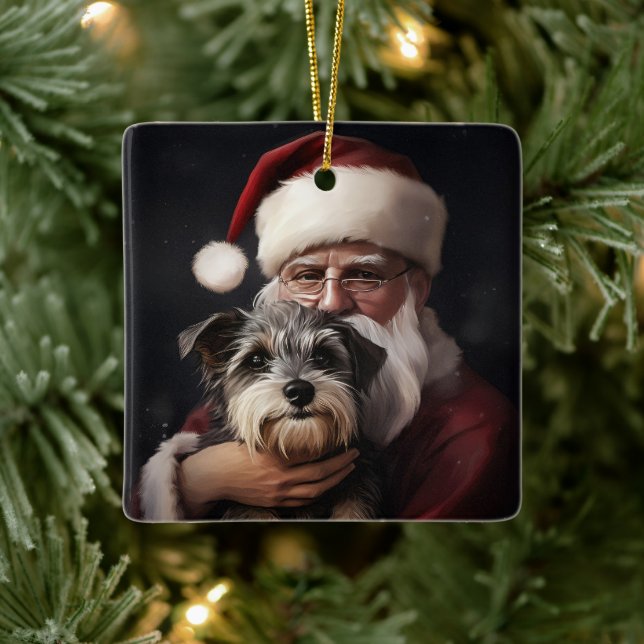 Biewer Terrier mit Weihnachtsfeiern Keramikornament (Baum)