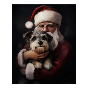 Biewer Terrier mit Weihnachtsfeiern Poster