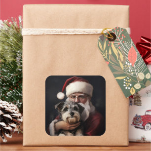 Biewer Terrier mit Weihnachtsfeiern Quadratischer Aufkleber
