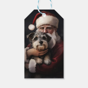 Biewer Terrier mit Weihnachtsmann Festliches Weihn Geschenkanhänger