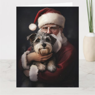 Biewer Terrier mit Weihnachtsmann Festliches Weihn Karte