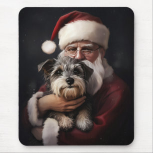 Biewer Terrier mit Weihnachtsmann Festliches Weihn Mousepad