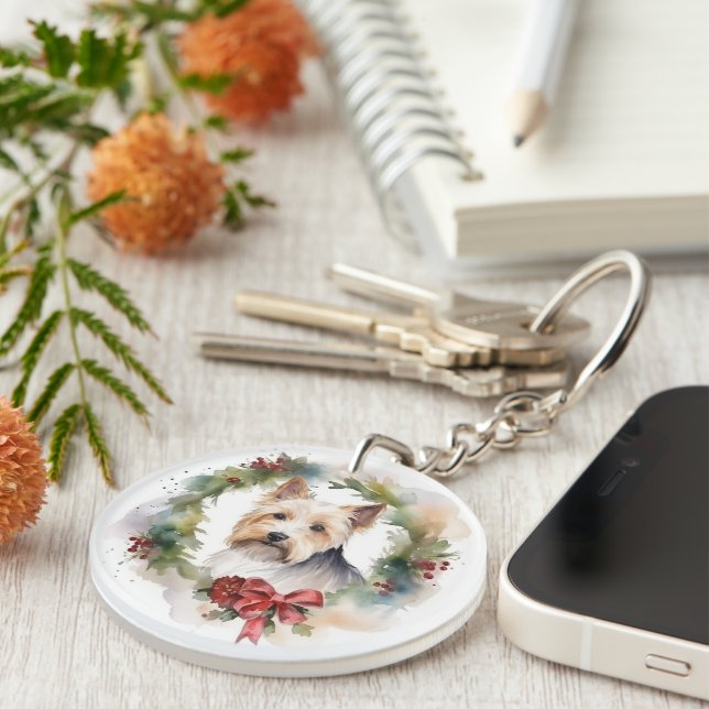 Biewer Terrier Noël Wreath Festive Pup (Devant droit)