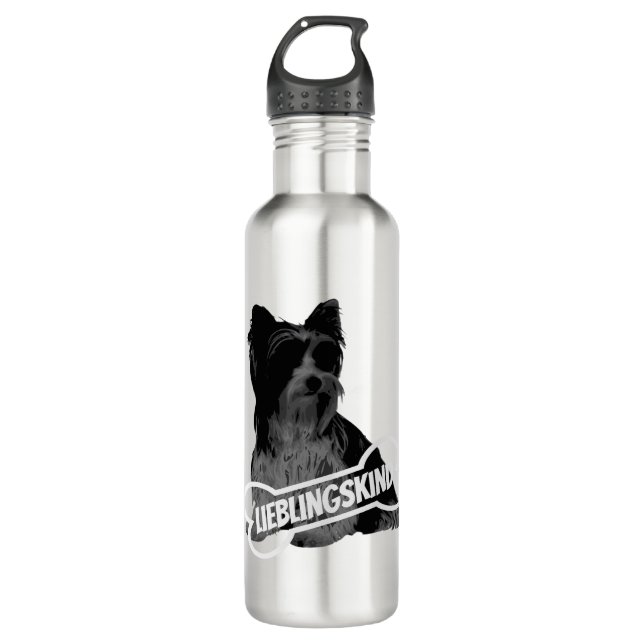 Biewer Terrier Portrait, komisch, klassisch T-Sh Edelstahlflasche (Vorderseite)