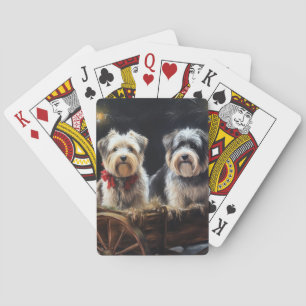 Biewer Terrier Schnee Schlitten Weihnachten Dekora Spielkarten