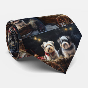 Biewer Terrier Schnee Schlitten Weihnachtsdekorati Krawatte