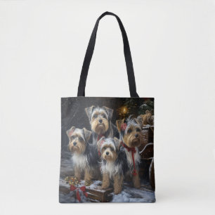 Biewer Terrier Schnee Schlitten Weihnachtsdekorati Tasche