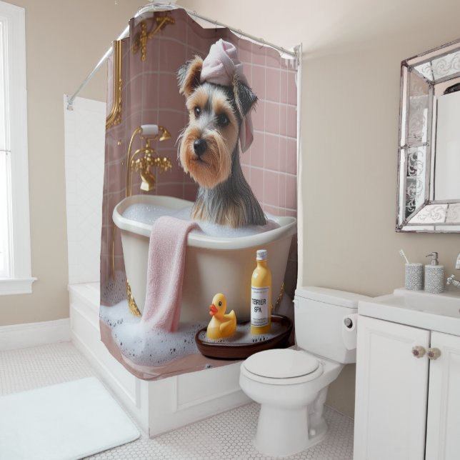 Biewer Terrier Sloppy Sleepy Niedlich Funny Duschvorhang (Beispiel)