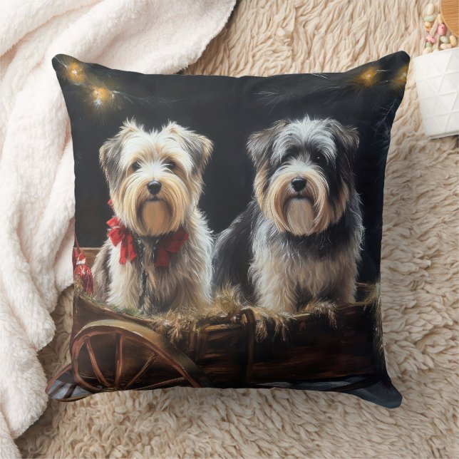 Biewer Terrier Snowy Sleigh Weihnachtsdekor Kissen (Decke)