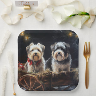 Biewer Terrier Snowy Sleigh Weihnachtsdekor Pappteller