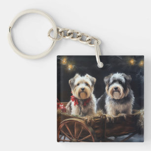 Biewer Terrier Snowy Sleigh Weihnachtsdekor Schlüsselanhänger