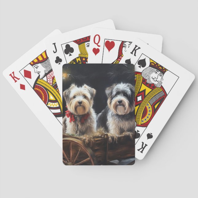 Biewer Terrier Snowy Sleigh Weihnachtsdekor Spielkarten (Rückseite)