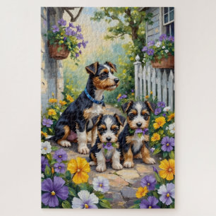 Biewer Terrier Stiefmütterchen-Gartenkunst