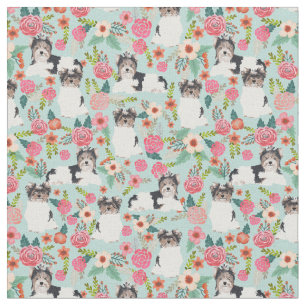 Biewer Terrier Vintage Blumen Stoff