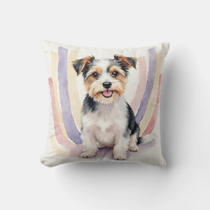 Biewer Terrier Wasserfarbe-Band-Kurven-Kunst Kissen