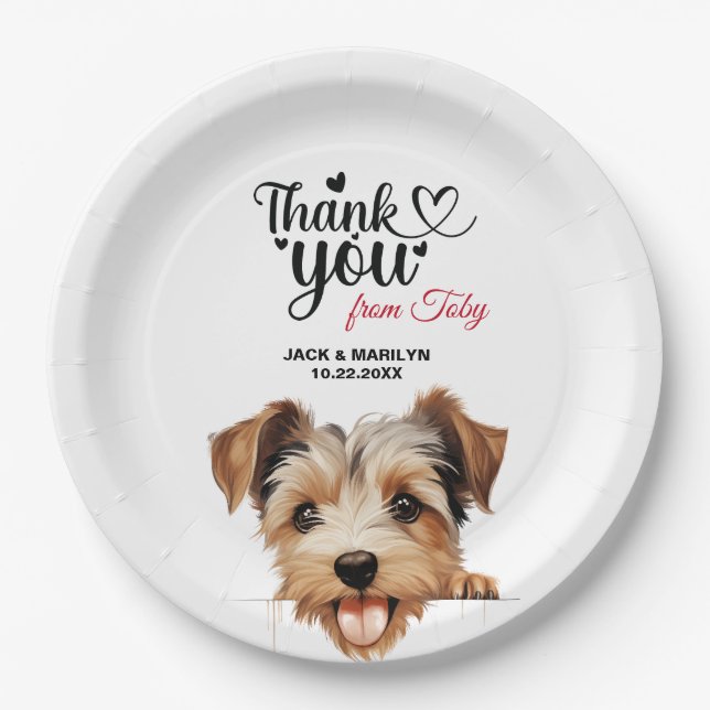 Biewer Terrier Wedding Reception Pappteller (Vorderseite)