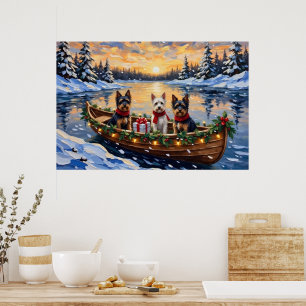 Biewer Terrier Weihnachtsboot Urlaub Poster