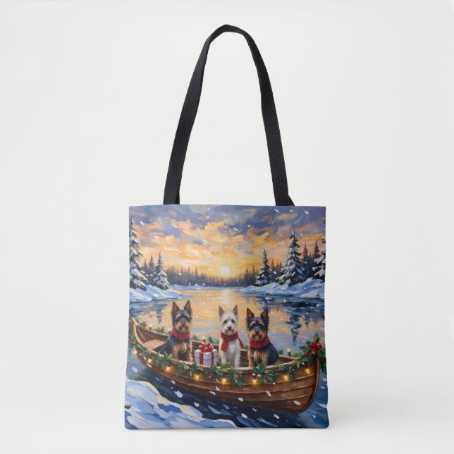 Biewer Terrier Weihnachtsboot Urlaub Tasche (Vorderseite)