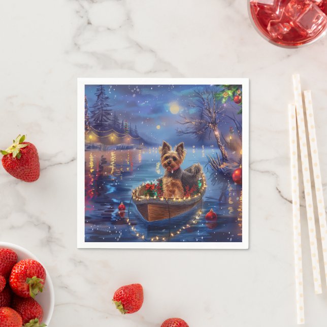 Biewer Terrier Weihnachtsfeiertage Serviette (Beispiel)
