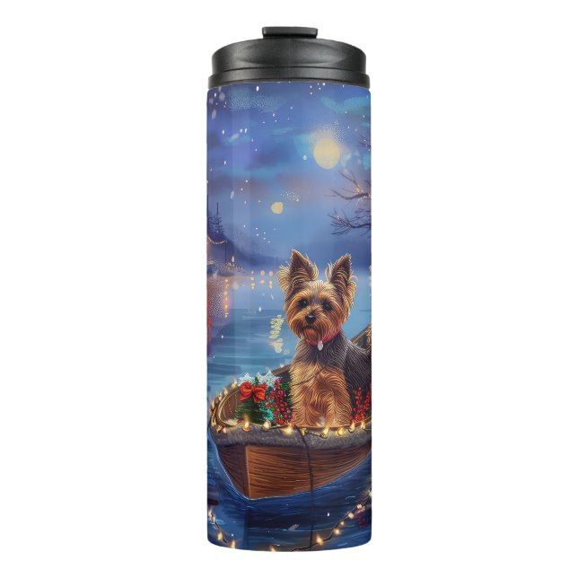 Biewer Terrier Weihnachtsfeiertage Thermosbecher (Vorderseite)