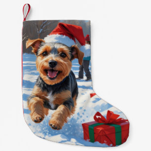 Biewer Terrier Weihnachtsfest Schnee Szene  Kleiner Weihnachtsstrumpf