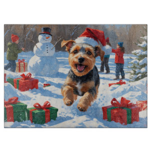 Biewer Terrier Weihnachtsfest Schnee Szene Schneidebrett