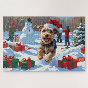 Biewer Terrier Weihnachtsfest-Schneeszene