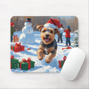 Biewer Terrier Weihnachtsfest-Schneeszene Mousepad