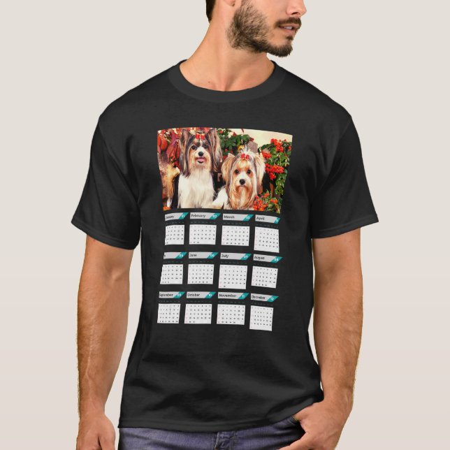 Biewer Terrier Welpen Kalender 2023 T-Shirt (Vorderseite)