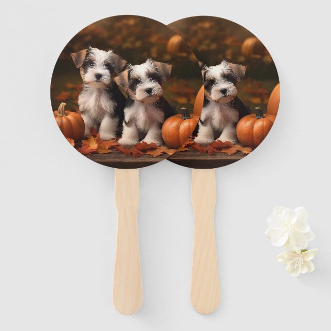 Biewer Terrier Welppy Autumn Delight Pumpkin Fächer (Vorne und Hinten)