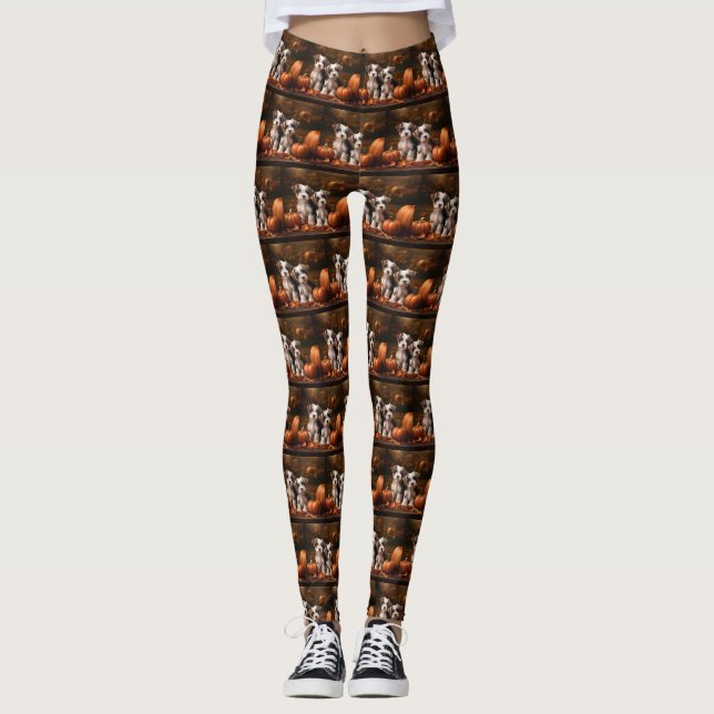 Biewer Terrier Welppy Autumn Delight Pumpkin Leggings (Vorderseite)