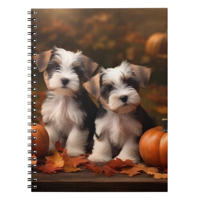 Biewer Terrier Welppy Autumn Delight Pumpkin Notizblock (Vorderseite)