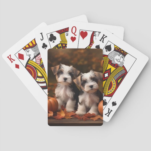 Biewer Terrier Welppy Autumn Delight Pumpkin Spielkarten (Rückseite)