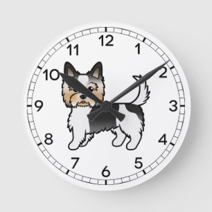 Biewer Terrier Yorkie Niedlich Cartoon Dog Runde Wanduhr