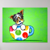 Biewer Yorkie Polka Dot Cup Green