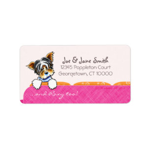 Biewer Yorkie rosa Couch-Gewohnheits-Kosename Adressaufkleber