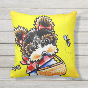 Biewer Yorkie Summer Picnic Yellow Kissen