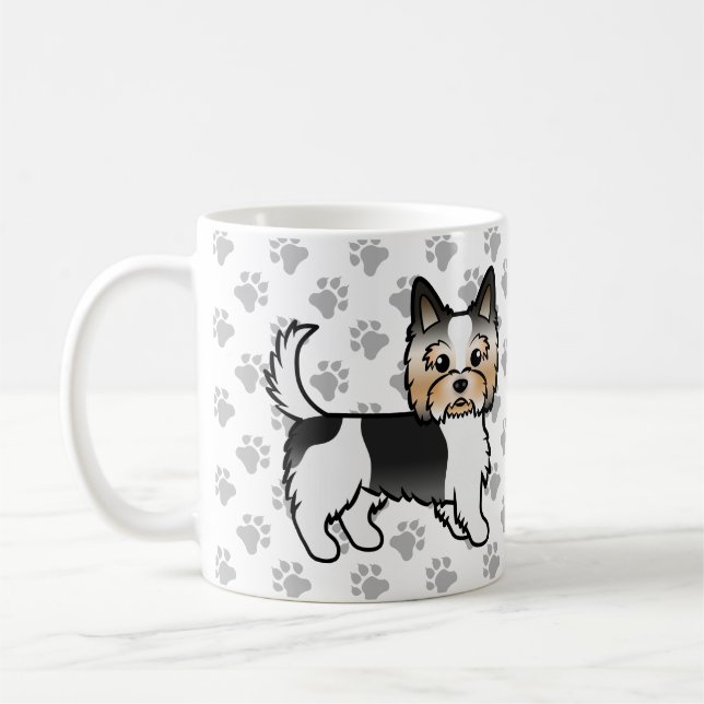 Biewer Yorkshire Terrier Cartoon Dog & Paws Kaffeetasse (Links)