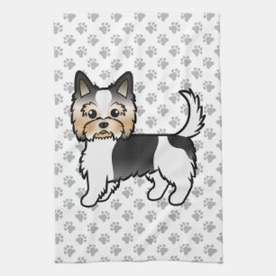 Biewer Yorkshire Terrier Cartoon Hund & Pfoten Geschirrtuch