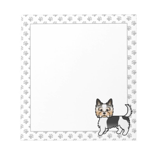 Biewer Yorkshire Terrier Yorkie Cartoon Dog Notizblock (Vorderseite)