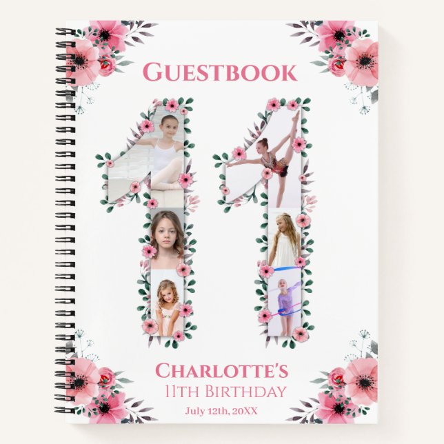 Big 11e anniversaire fille photo rose Fleur livre  (Devant)