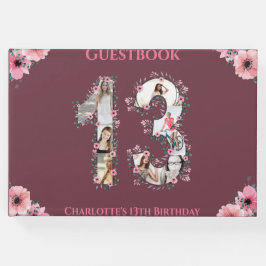 Big 13. Geburtstag Foto Collage Flower Girl Pink Gästebuch