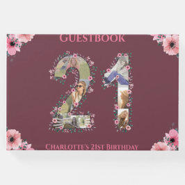 Big 21. Geburtstag Foto Collage Blume Mädchen Frau Gästebuch