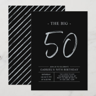 Big 50 | Silver & Black 50. Geburtstagsparty Einladung
