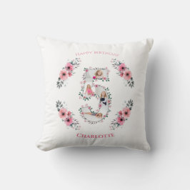 Big 5th Birthday Girl Foto Collage Pink Blume Kissen